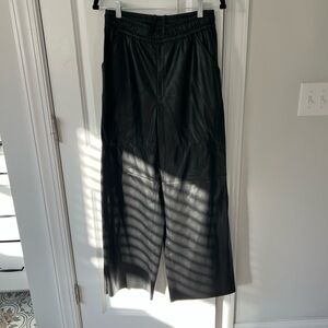 Good American Black Faux Leather Textured Pants